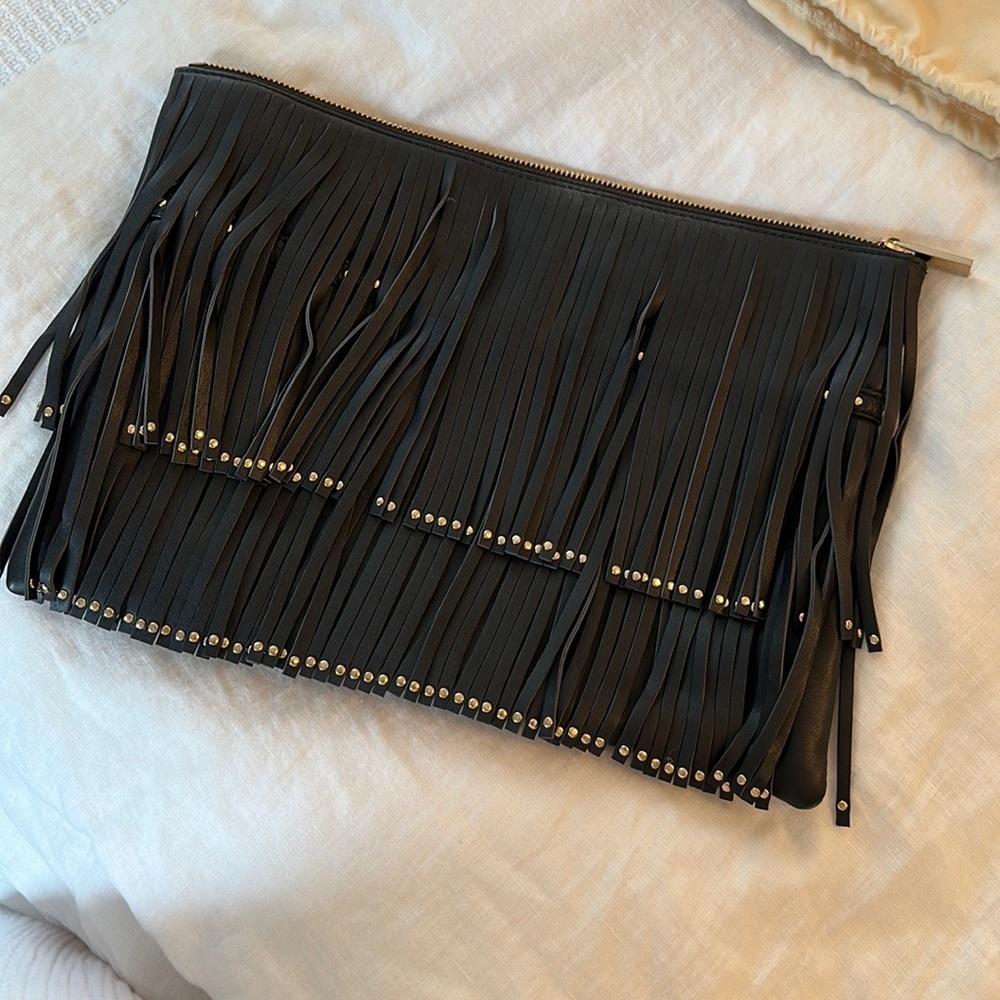 Deux Luxe fringe clutch